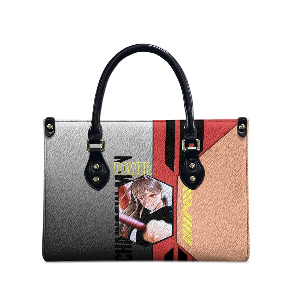 Power from Chainsaw Man Leather Bag with Cat in Hand and Stylish Pose Design - The Mazicc