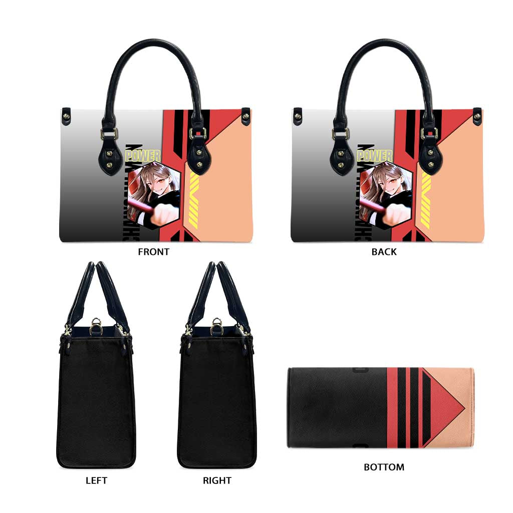 Power from Chainsaw Man Leather Bag with Cat in Hand and Stylish Pose Design - The Mazicc