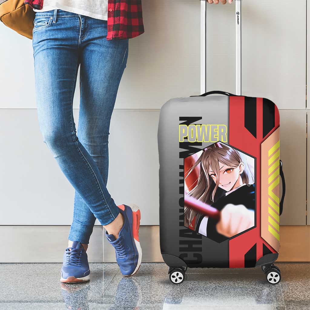 Power from Chainsaw Man Luggage Cover with Cat in Hand and Stylish Pose Design - The Mazicc