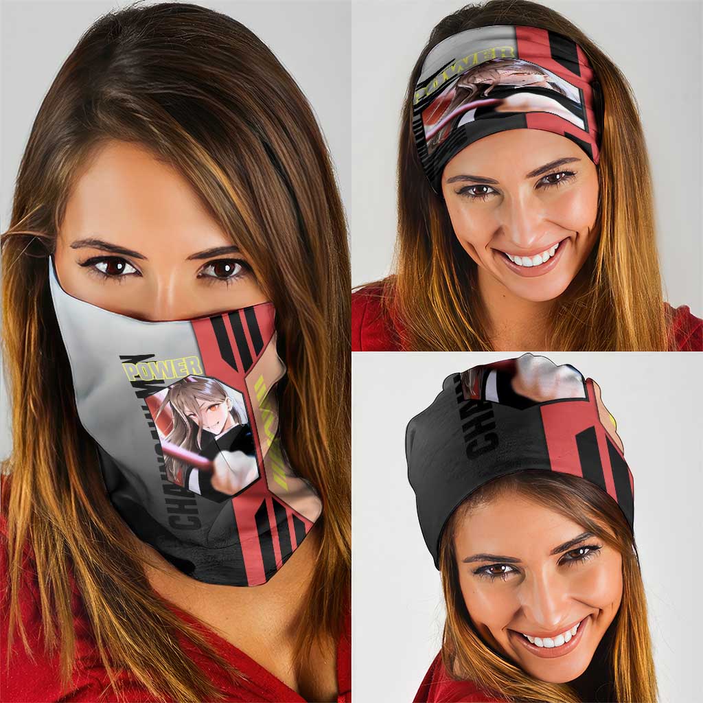 Power from Chainsaw Man Neck Gaiter with Cat in Hand and Stylish Pose Design - The Mazicc