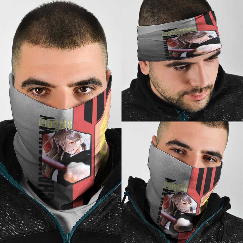 Power from Chainsaw Man Neck Gaiter with Cat in Hand and Stylish Pose Design - The Mazicc