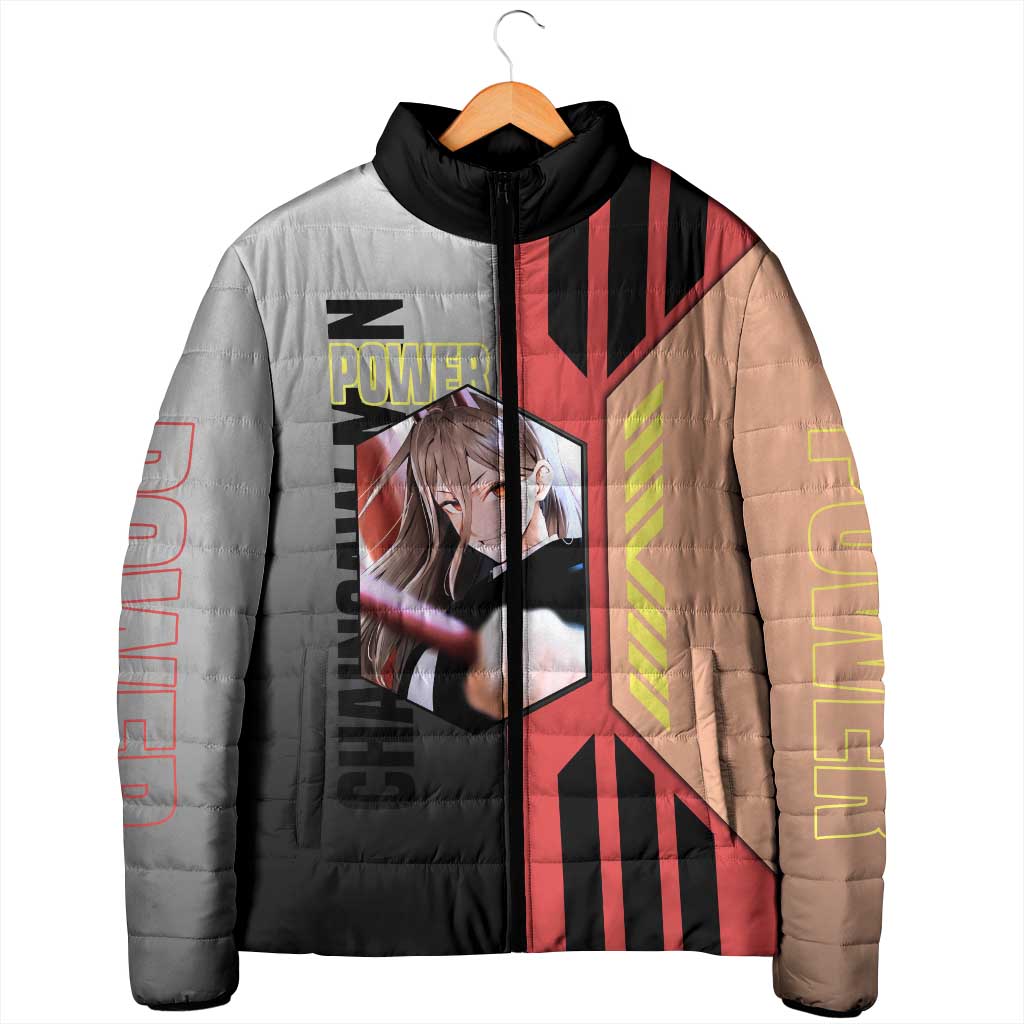 Power from Chainsaw Man Padded Jacket with Cat in Hand and Stylish Pose Design - The Mazicc