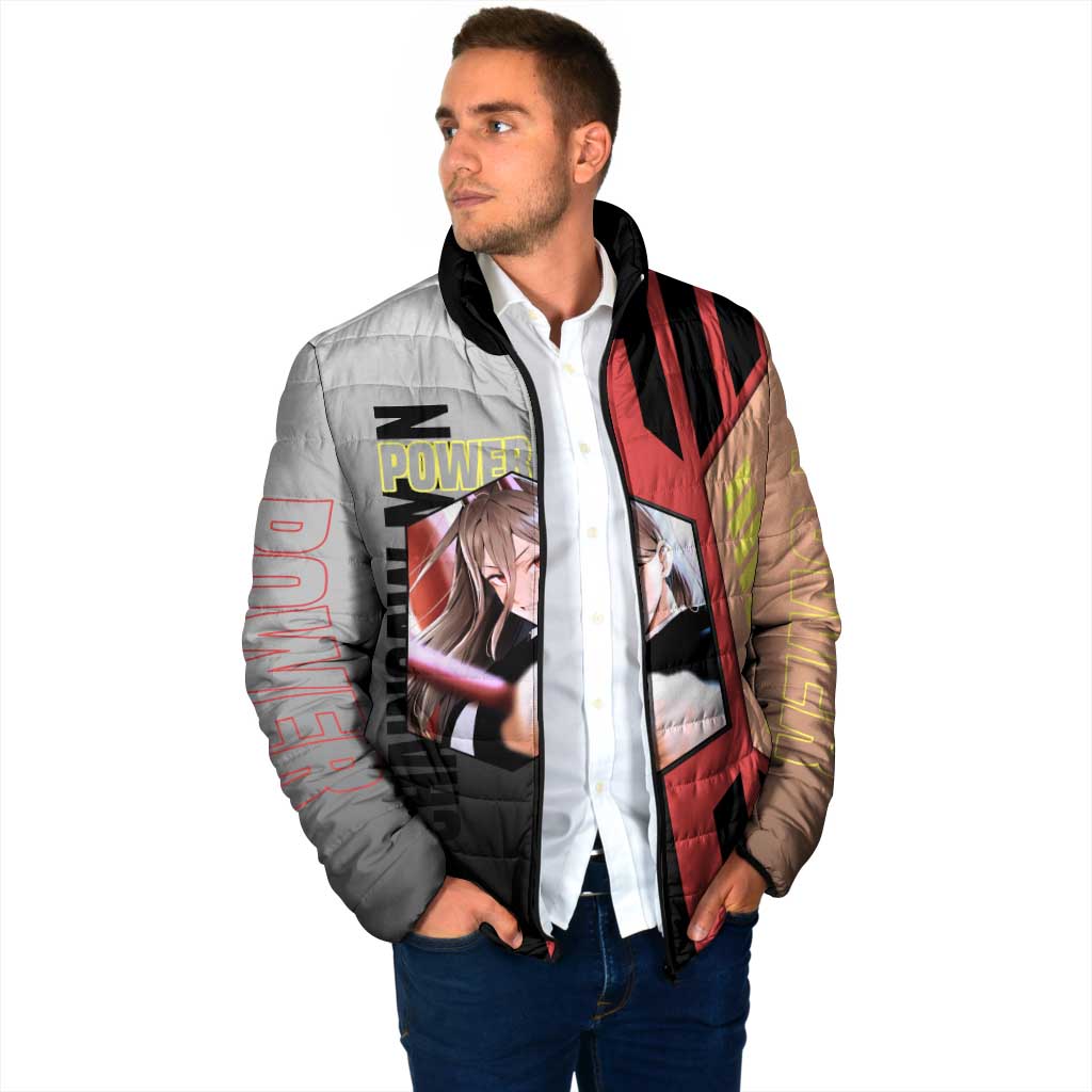 Power from Chainsaw Man Padded Jacket with Cat in Hand and Stylish Pose Design - The Mazicc