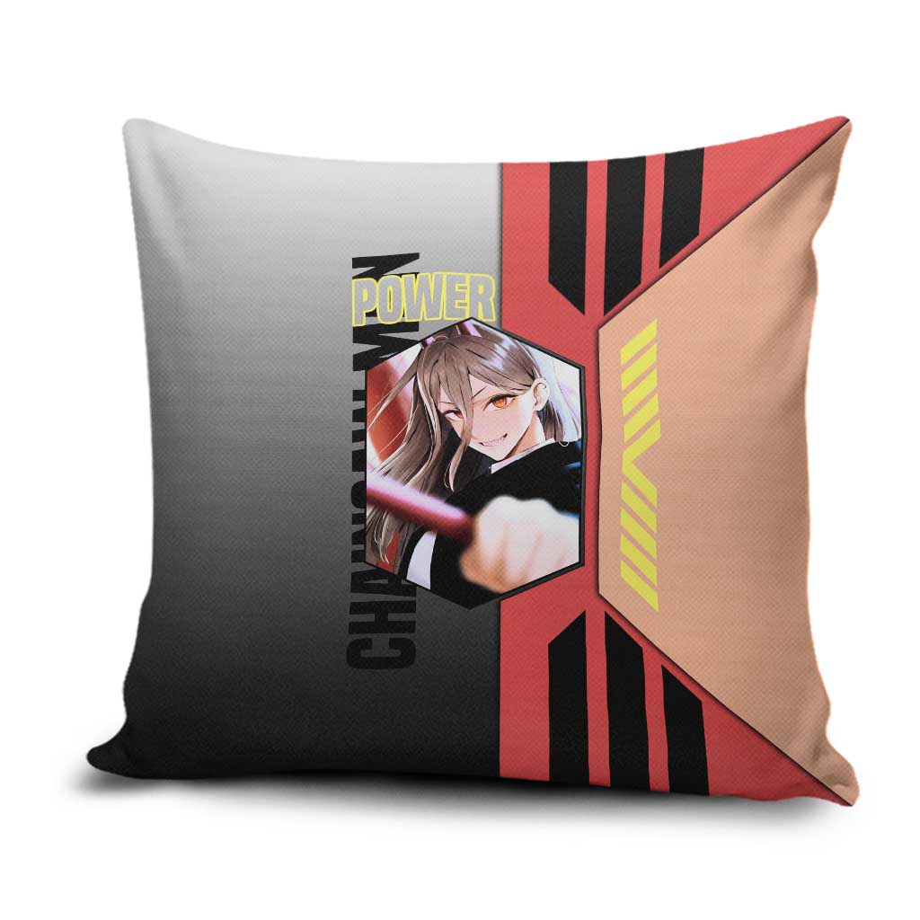 Power from Chainsaw Man Pillow Cover with Cat in Hand and Stylish Pose Design - The Mazicc