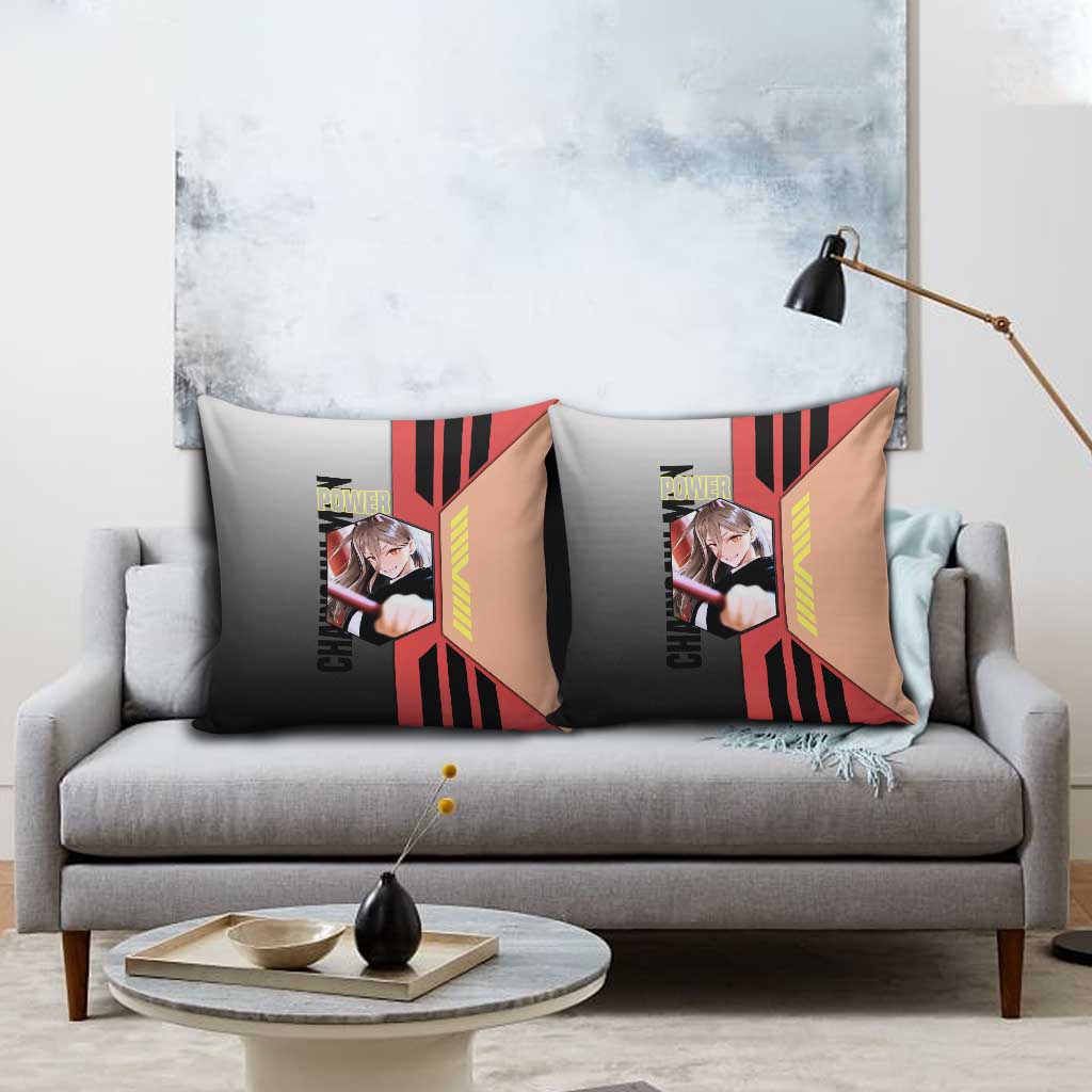 Power from Chainsaw Man Pillow Cover with Cat in Hand and Stylish Pose Design - The Mazicc
