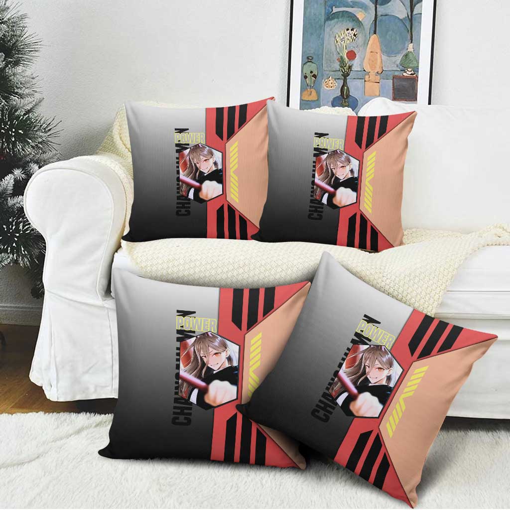Power from Chainsaw Man Pillow Cover with Cat in Hand and Stylish Pose Design - The Mazicc
