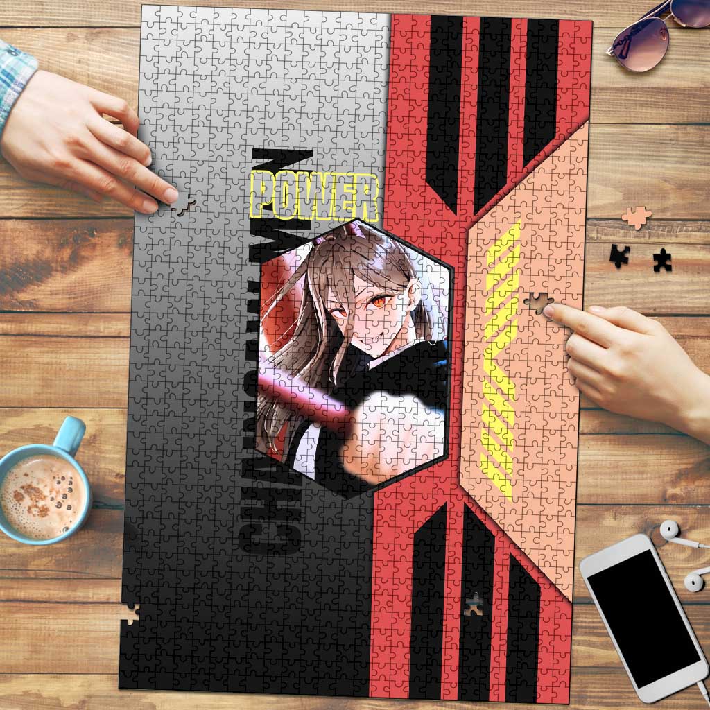 Power from Chainsaw Man Puzzle with Cat in Hand and Stylish Pose Design - The Mazicc