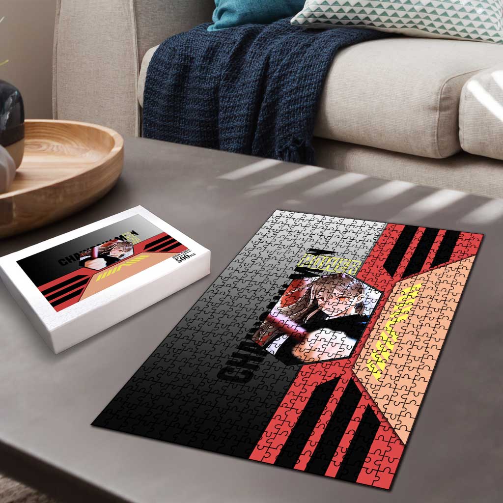Power from Chainsaw Man Puzzle with Cat in Hand and Stylish Pose Design - The Mazicc