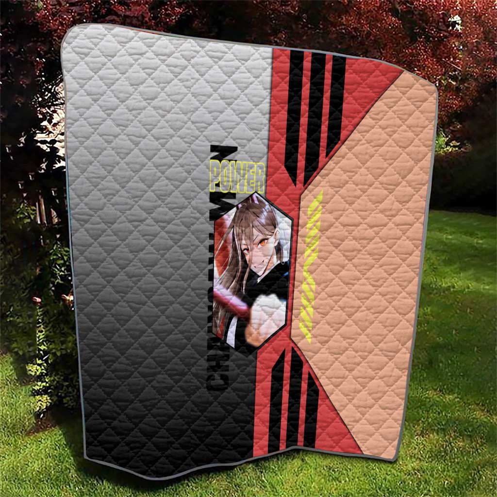 Power from Chainsaw Man Quilt with Cat in Hand and Stylish Pose Design - The Mazicc