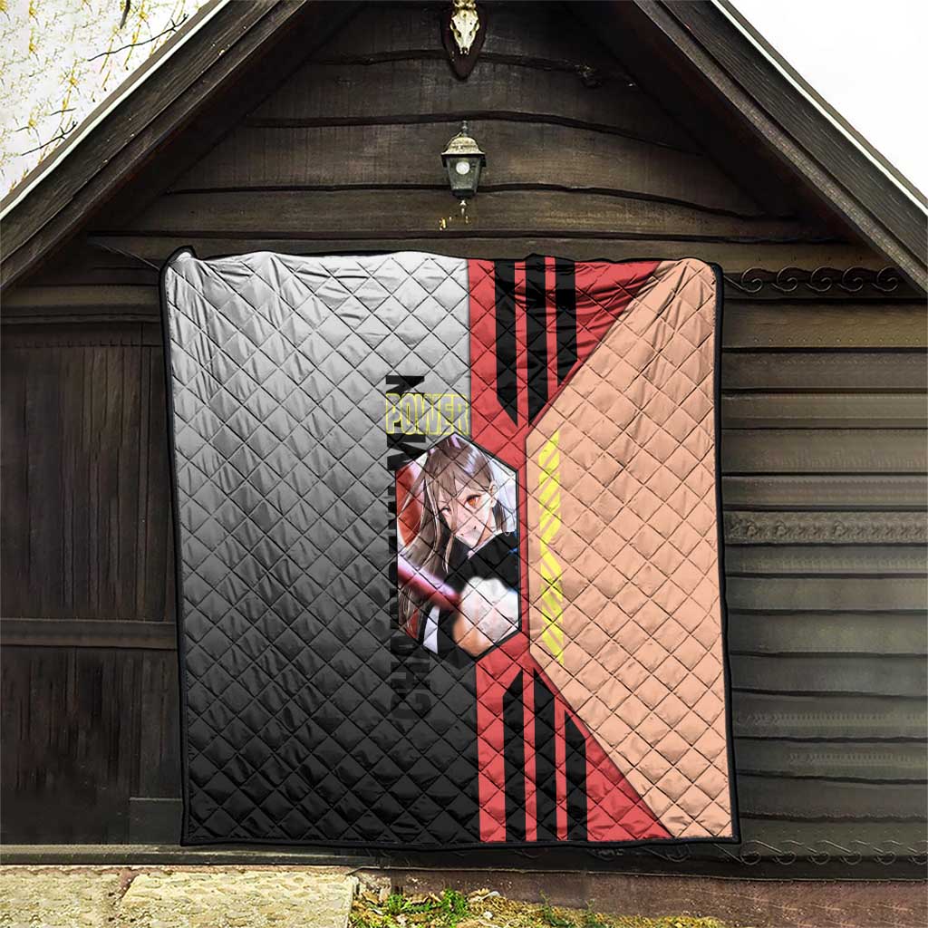 Power from Chainsaw Man Quilt with Cat in Hand and Stylish Pose Design - The Mazicc