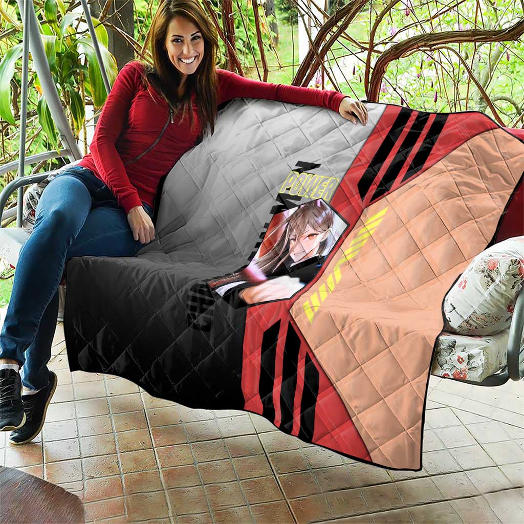 Power from Chainsaw Man Quilt with Cat in Hand and Stylish Pose Design - The Mazicc