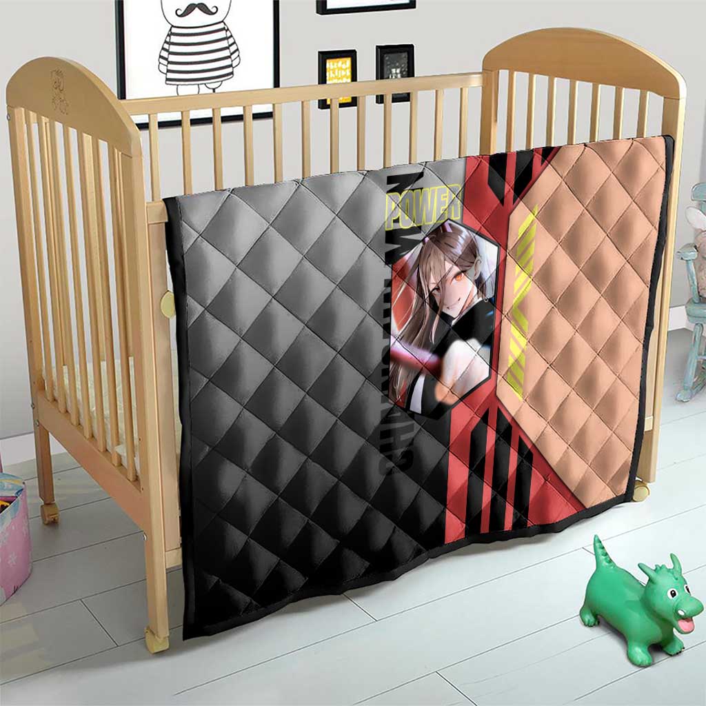 Power from Chainsaw Man Quilt with Cat in Hand and Stylish Pose Design - The Mazicc
