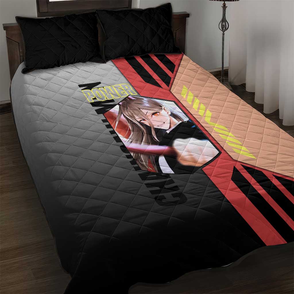 Power from Chainsaw Man Quilt Bed Set with Cat in Hand and Stylish Pose Design - The Mazicc