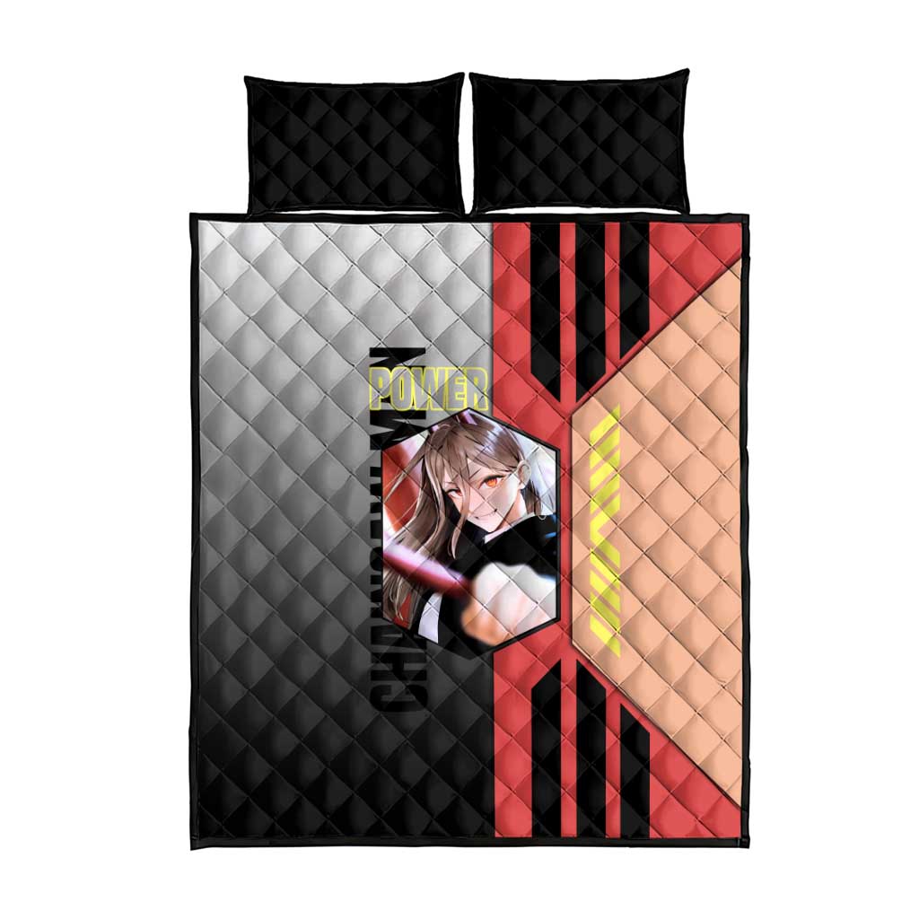 Power from Chainsaw Man Quilt Bed Set with Cat in Hand and Stylish Pose Design - The Mazicc