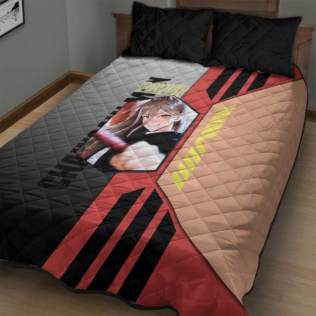 Power from Chainsaw Man Quilt Bed Set with Cat in Hand and Stylish Pose Design - The Mazicc