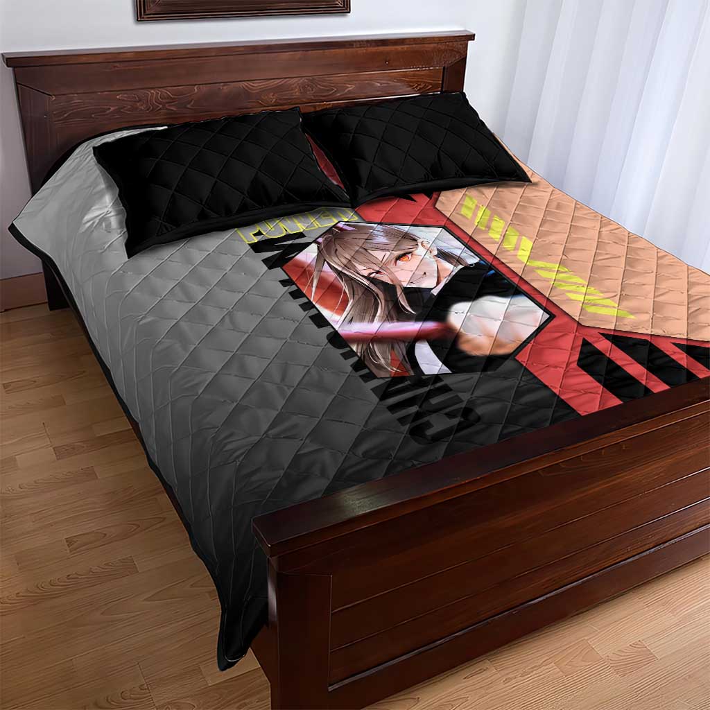 Power from Chainsaw Man Quilt Bed Set with Cat in Hand and Stylish Pose Design - The Mazicc