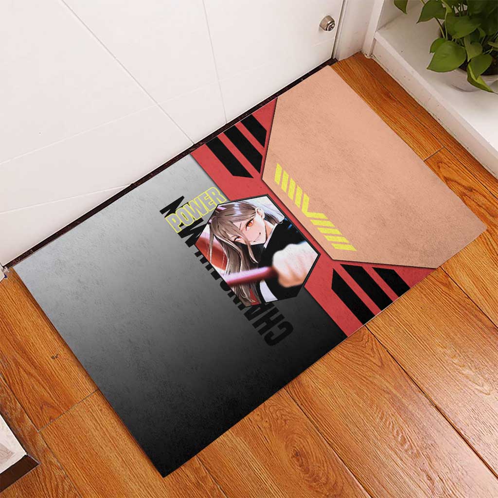 Power from Chainsaw Man Rubber Doormat with Cat in Hand and Stylish Pose Design - The Mazicc