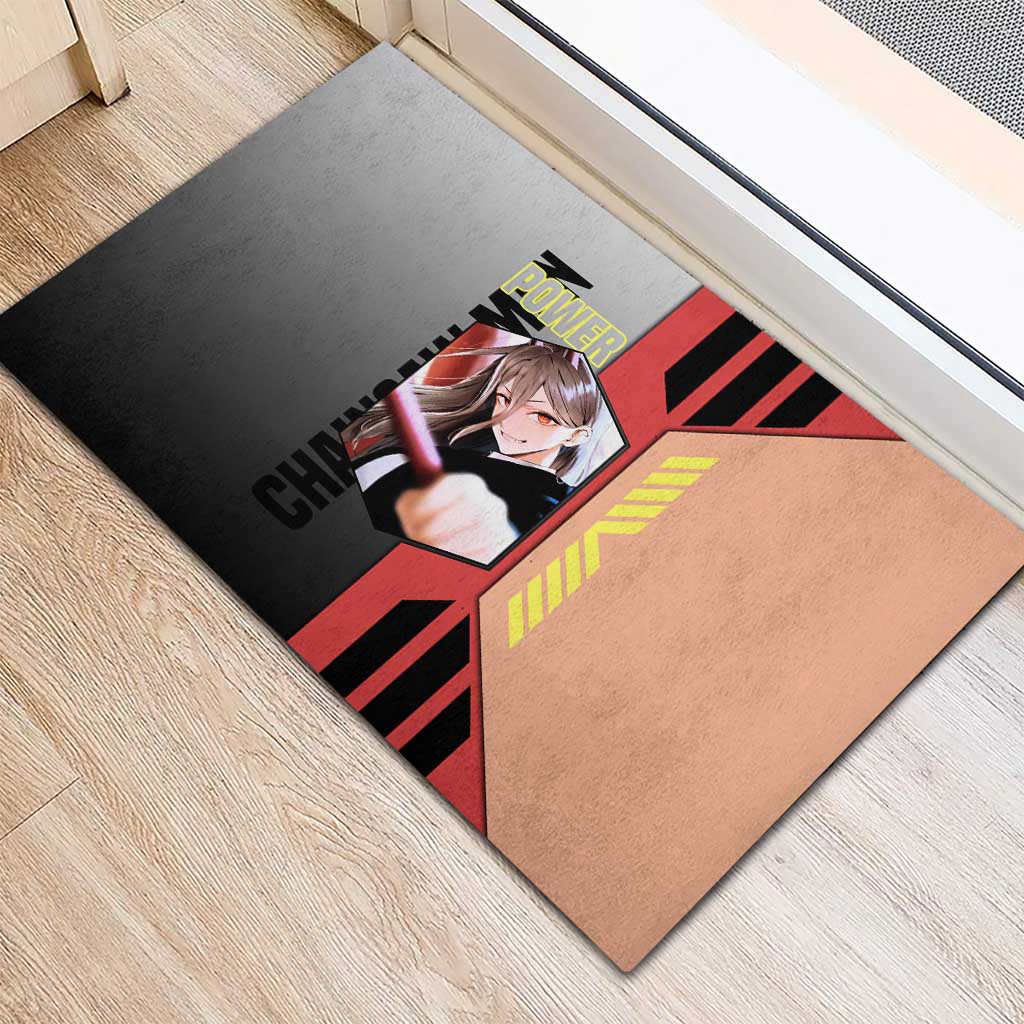Power from Chainsaw Man Rubber Doormat with Cat in Hand and Stylish Pose Design - The Mazicc