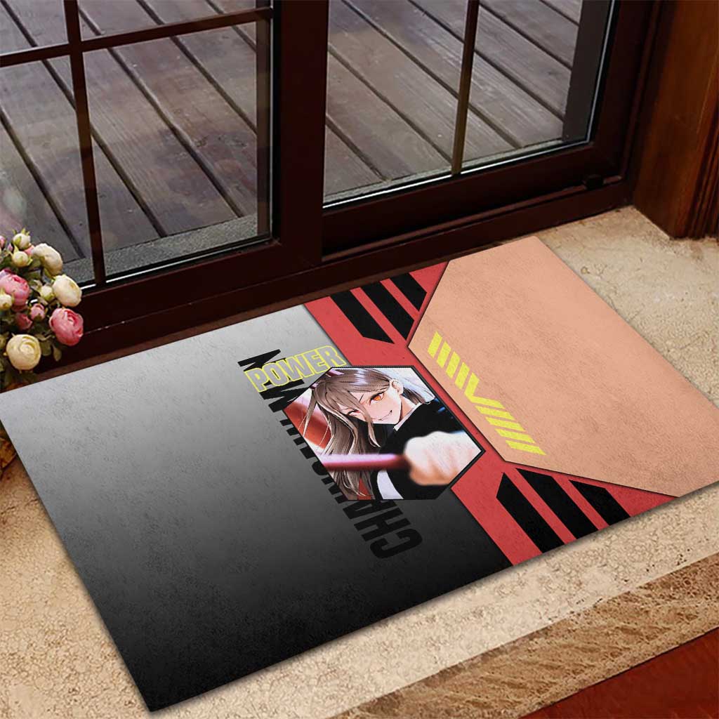 Power from Chainsaw Man Rubber Doormat with Cat in Hand and Stylish Pose Design - The Mazicc