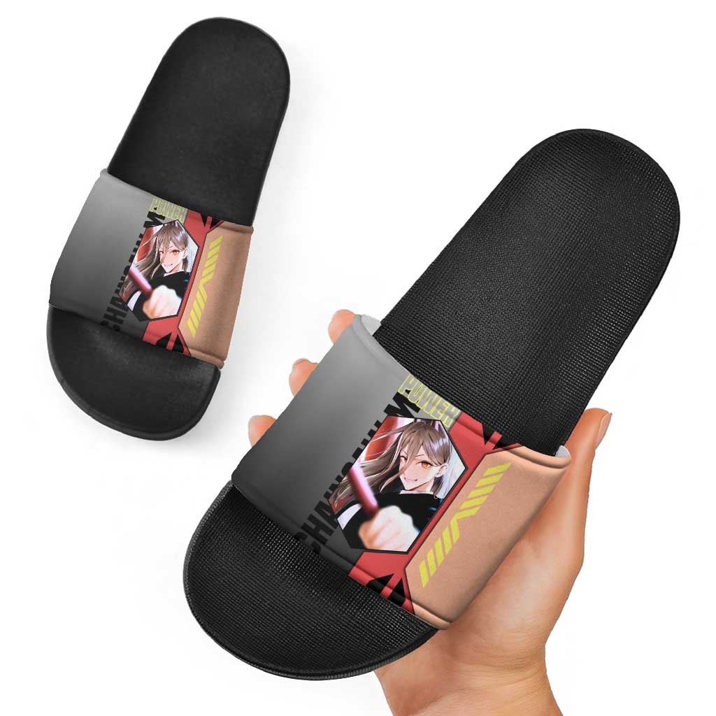 Power from Chainsaw Man Slide Sandals with Cat in Hand and Stylish Pose Design - The Mazicc