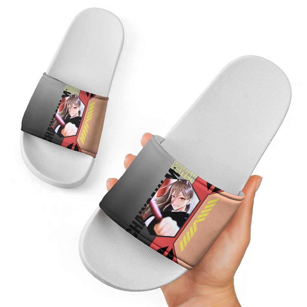 Power from Chainsaw Man Slide Sandals with Cat in Hand and Stylish Pose Design - The Mazicc