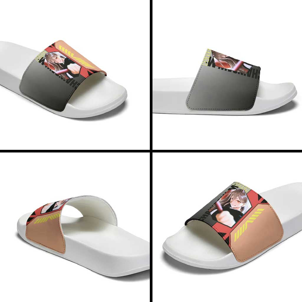Power from Chainsaw Man Slide Sandals with Cat in Hand and Stylish Pose Design - The Mazicc