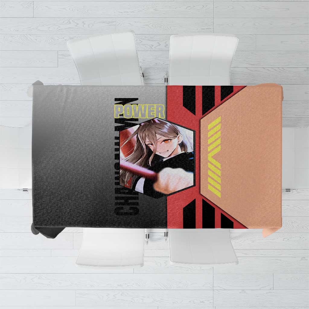 Power from Chainsaw Man Tablecloth with Cat in Hand and Stylish Pose Design - The Mazicc