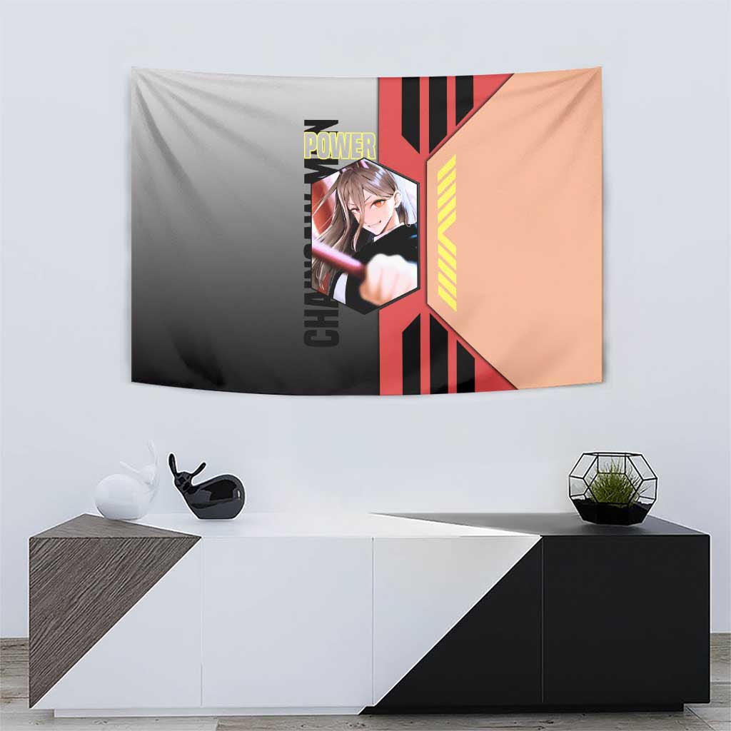 Power from Chainsaw Man Tapestry with Cat in Hand and Stylish Pose Design - The Mazicc