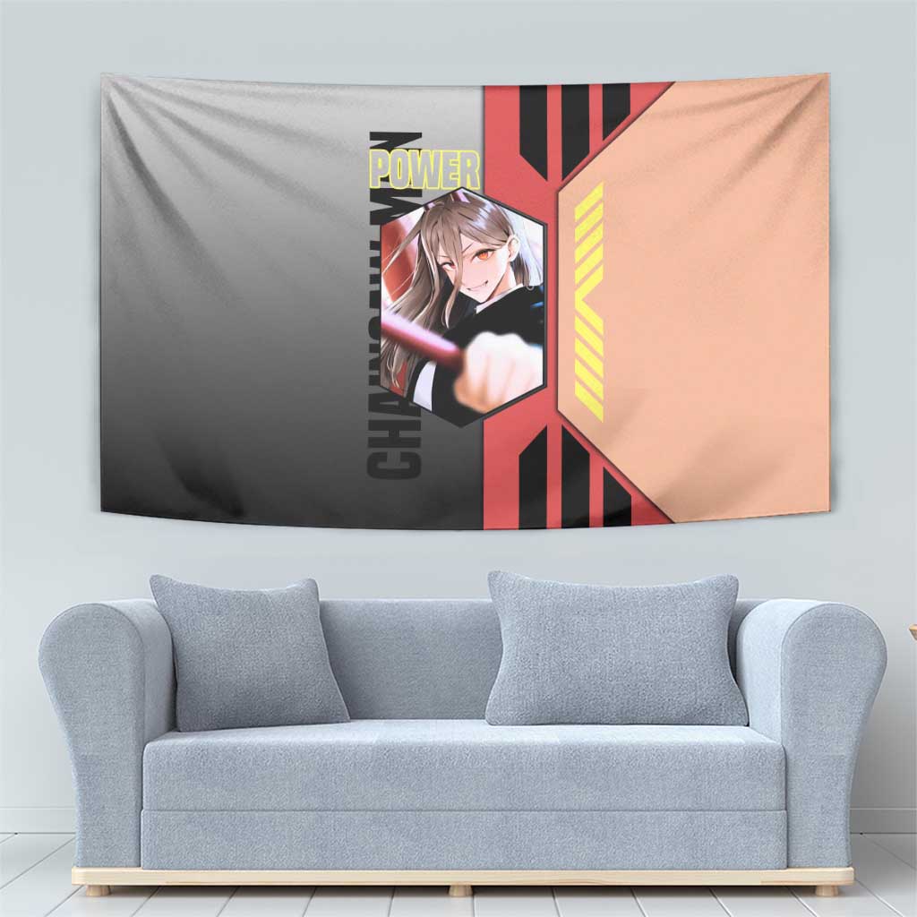 Power from Chainsaw Man Tapestry with Cat in Hand and Stylish Pose Design - The Mazicc