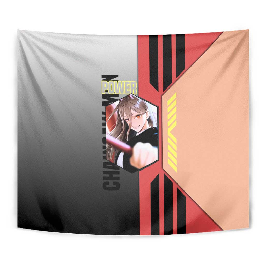 Power from Chainsaw Man Tapestry with Cat in Hand and Stylish Pose Design - The Mazicc