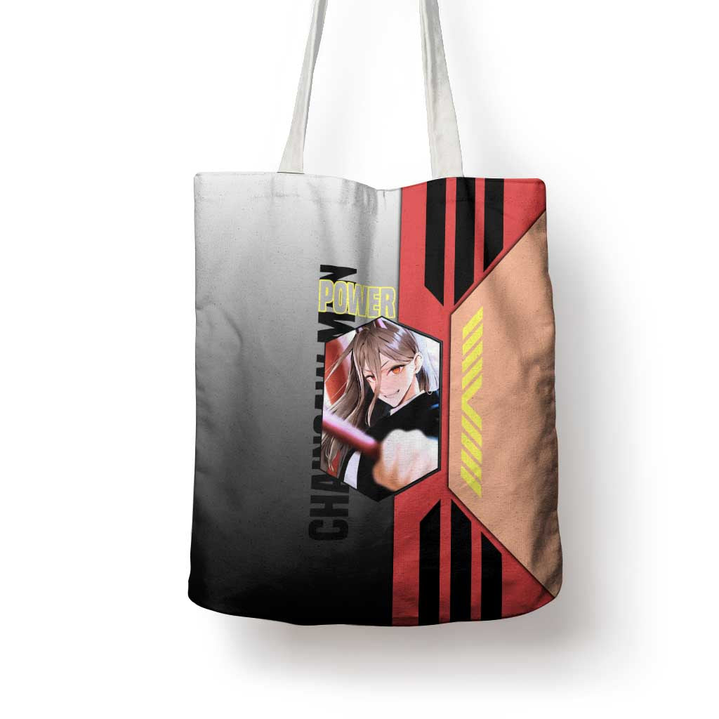 Power from Chainsaw Man Tote Bag with Cat in Hand and Stylish Pose Design - The Mazicc