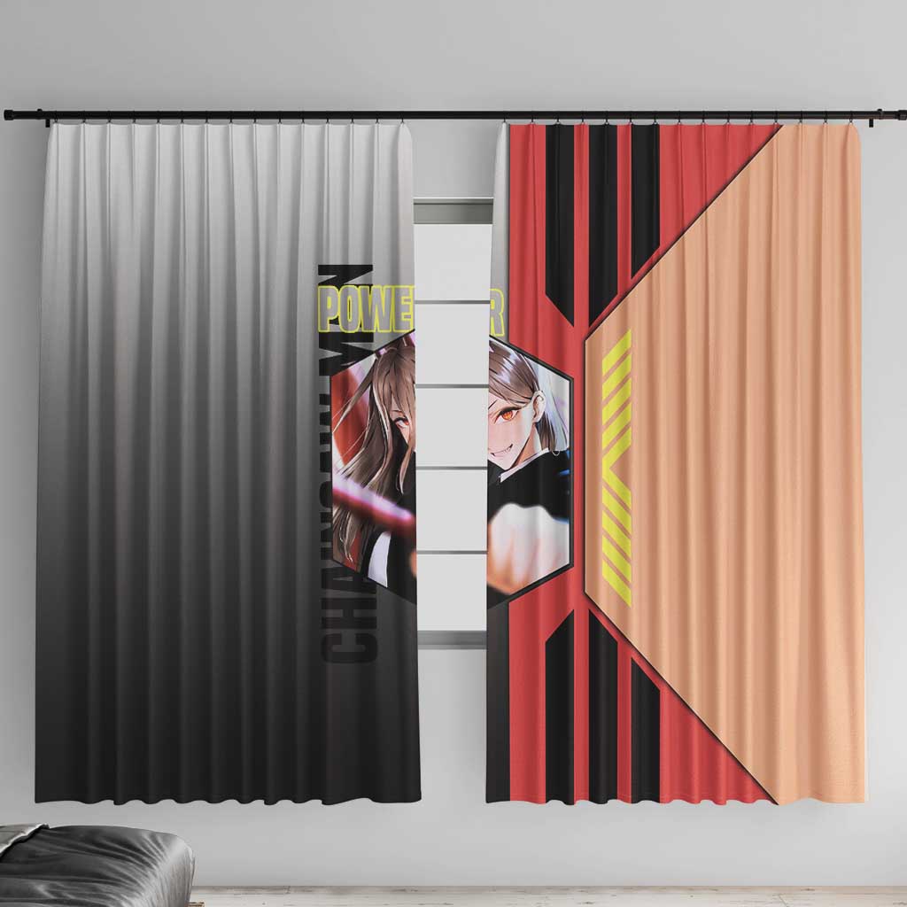 Power from Chainsaw Man Window Curtain with Cat in Hand and Stylish Pose Design - The Mazicc