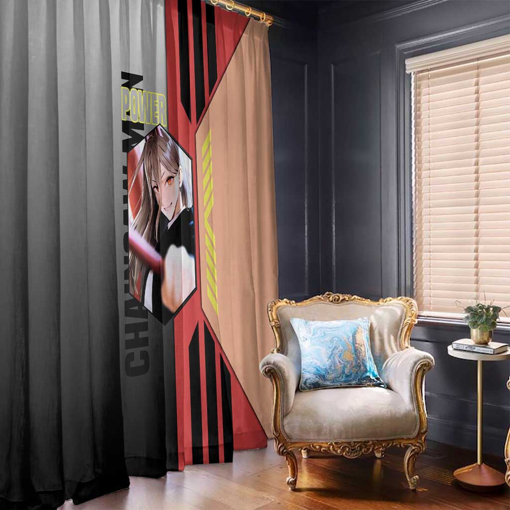 Power from Chainsaw Man Window Curtain with Cat in Hand and Stylish Pose Design - The Mazicc