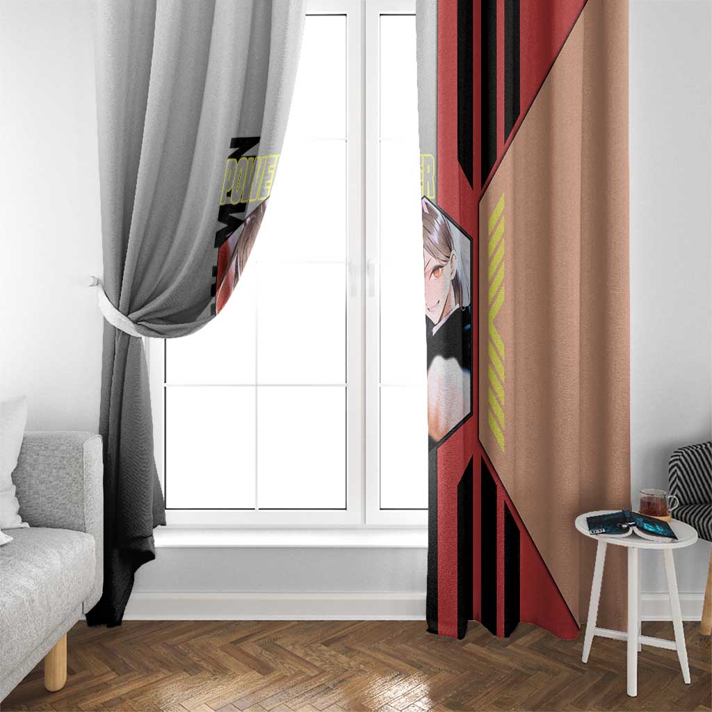 Power from Chainsaw Man Window Curtain with Cat in Hand and Stylish Pose Design - The Mazicc