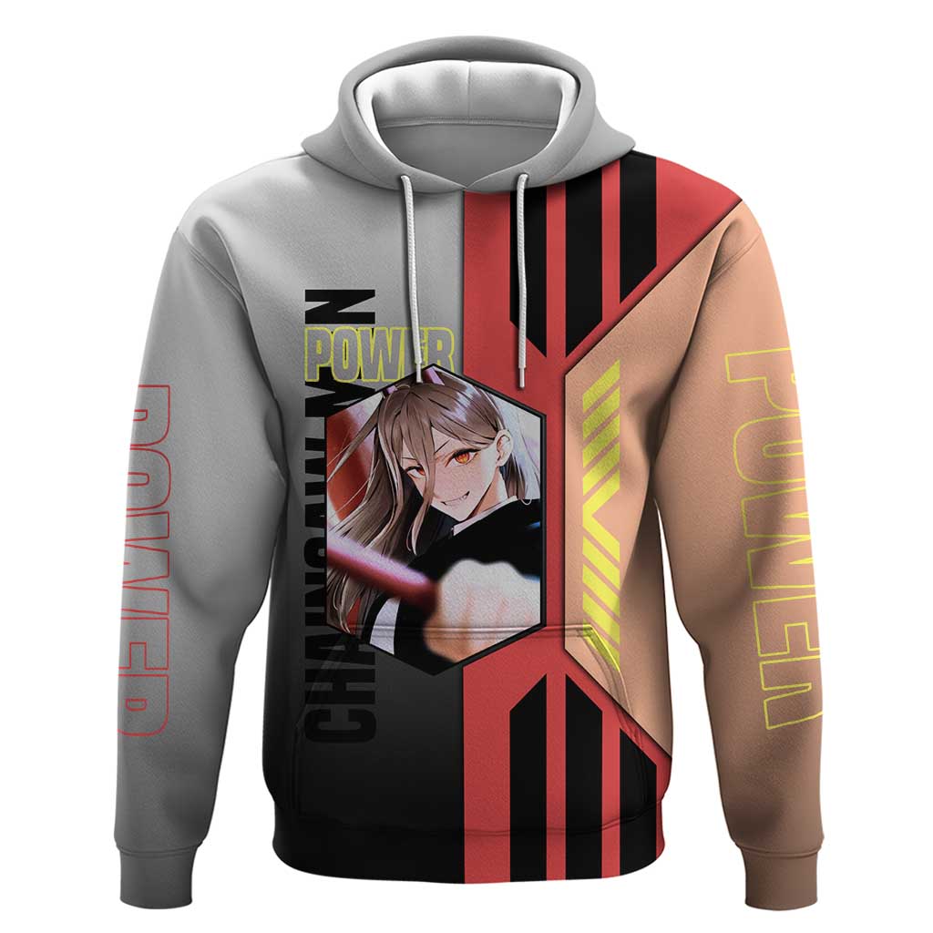 Power from Chainsaw Man Zip Hoodie with Cat in Hand and Stylish Pose Design - The Mazicc
