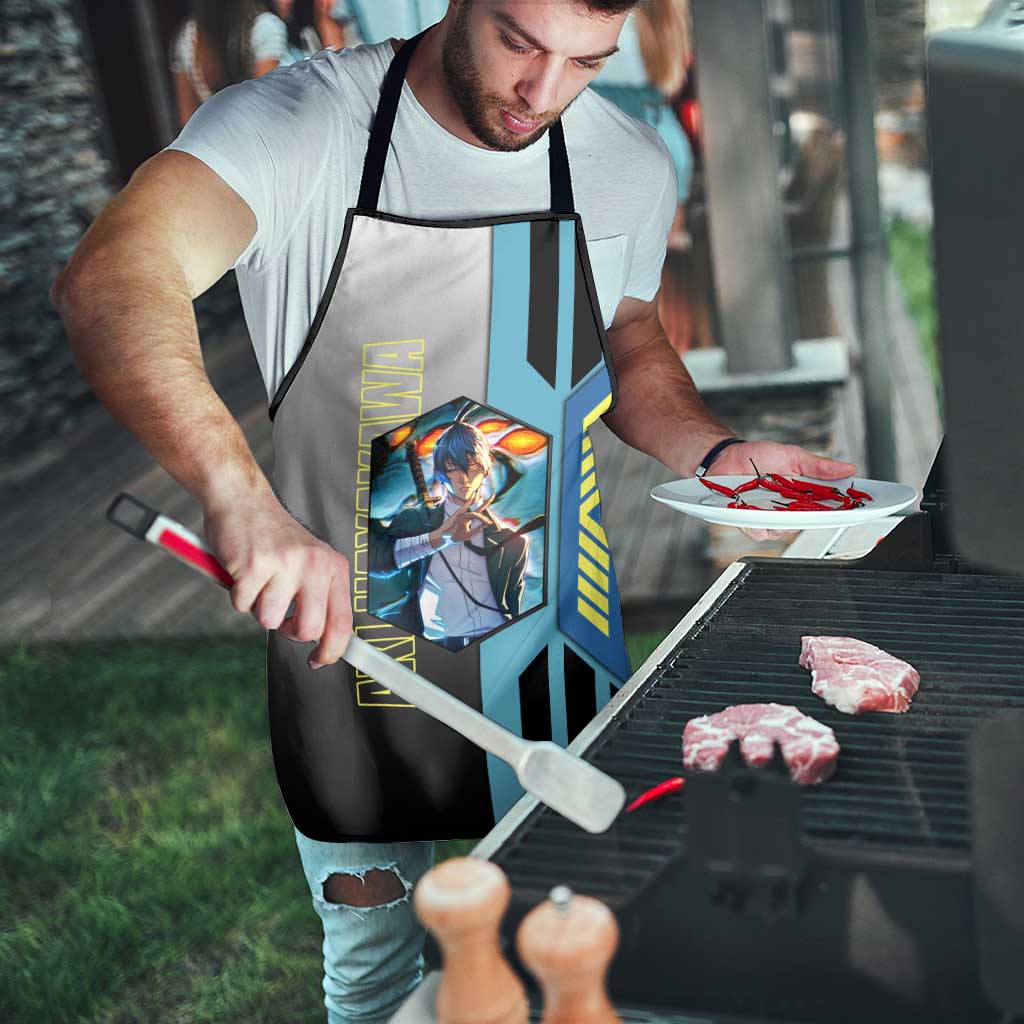 Aki Hayakawa from Chainsaw Man Apron with Sword and Stylish Pose Design - The Mazicc
