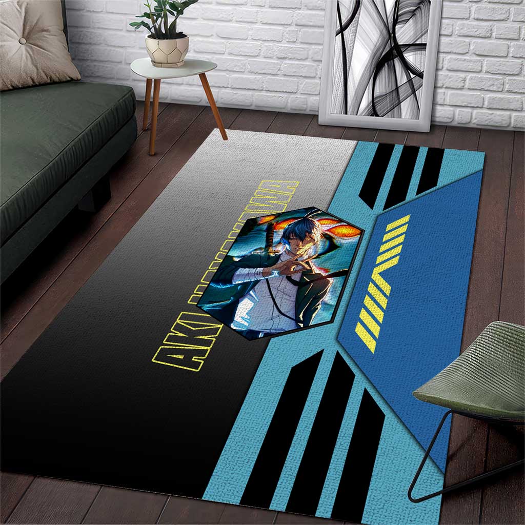 Aki Hayakawa from Chainsaw Man Area Rug with Sword and Stylish Pose Design - The Mazicc