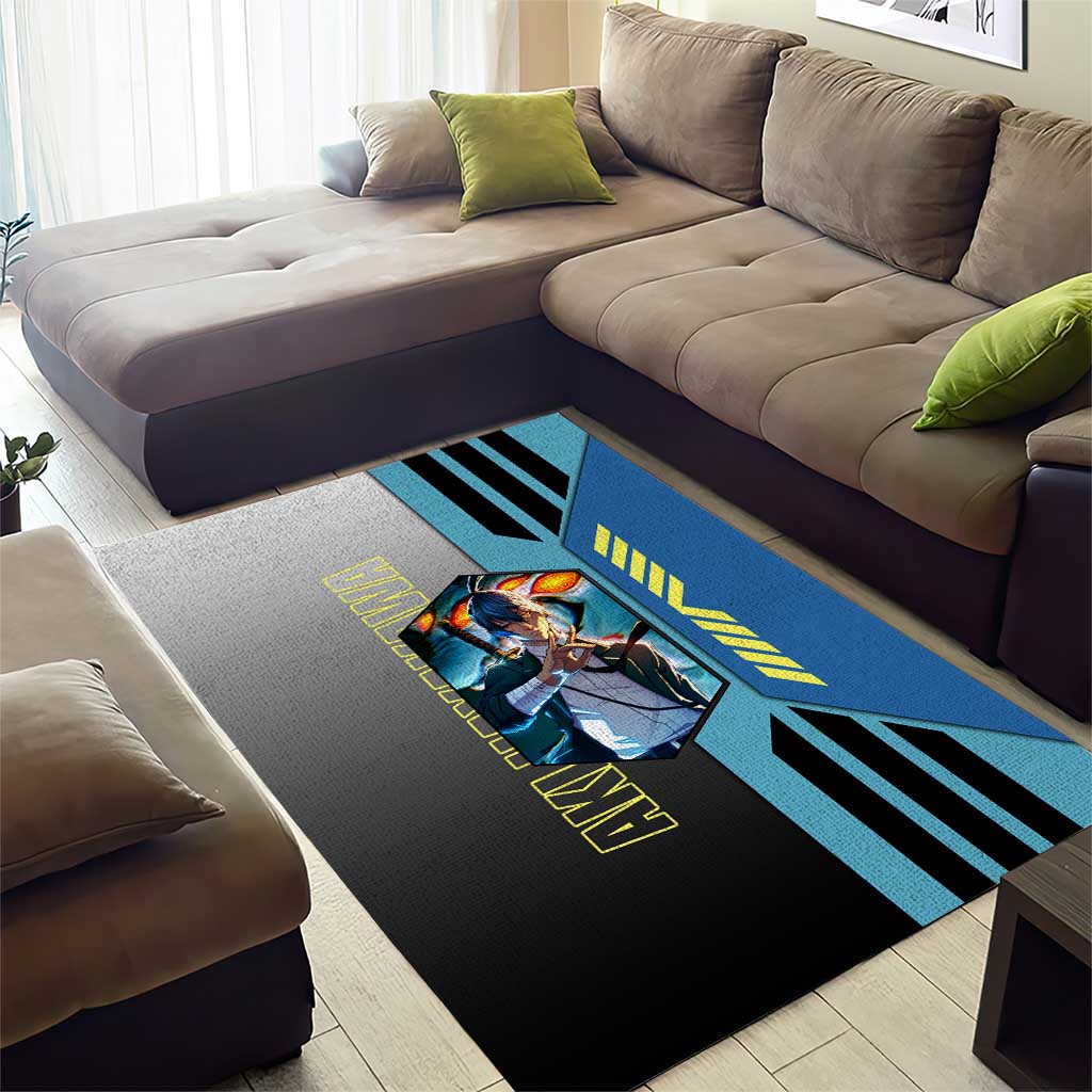 Aki Hayakawa from Chainsaw Man Area Rug with Sword and Stylish Pose Design - The Mazicc