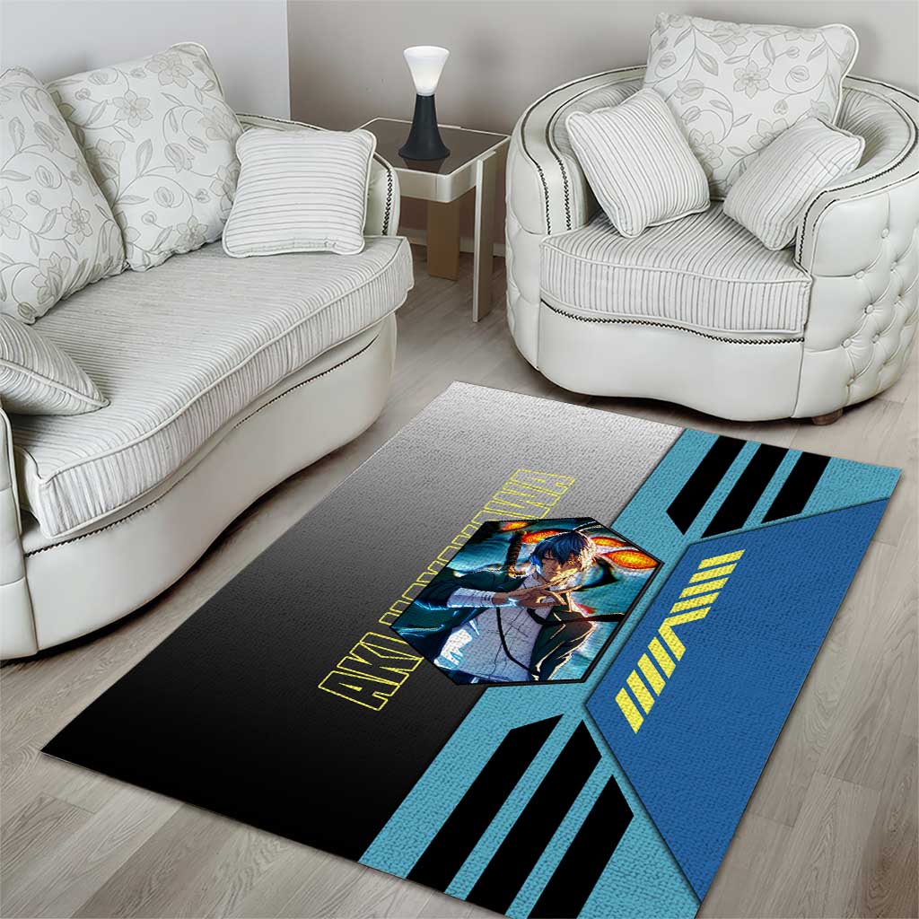 Aki Hayakawa from Chainsaw Man Area Rug with Sword and Stylish Pose Design - The Mazicc