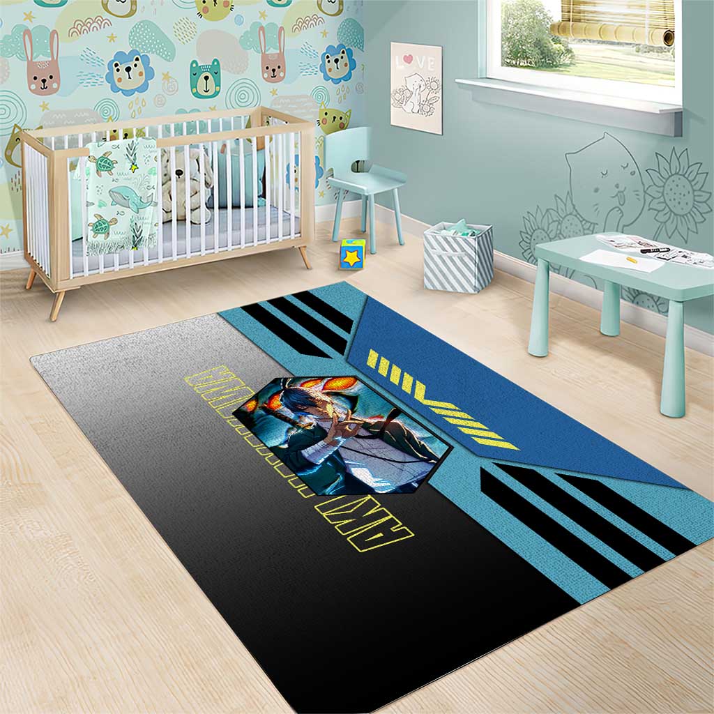 Aki Hayakawa from Chainsaw Man Area Rug with Sword and Stylish Pose Design - The Mazicc
