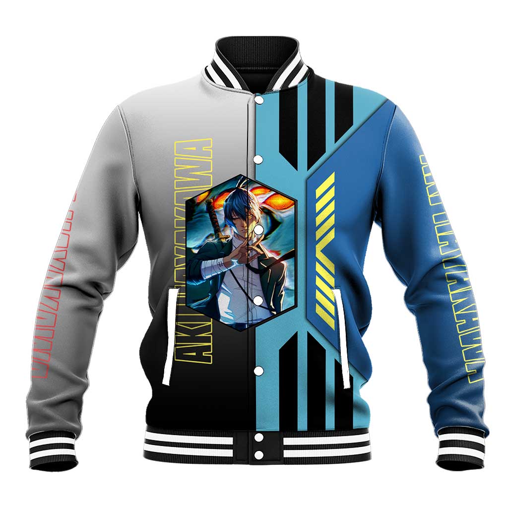 Aki Hayakawa from Chainsaw Man Baseball Jacket with Sword and Stylish Pose Design - The Mazicc