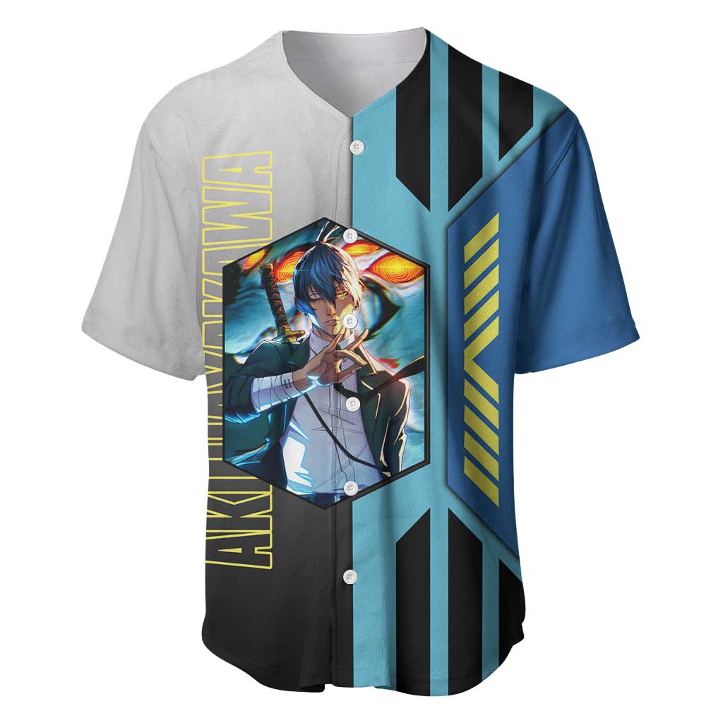 Aki Hayakawa from Chainsaw Man Baseball Jersey with Sword and Stylish Pose Design - The Mazicc