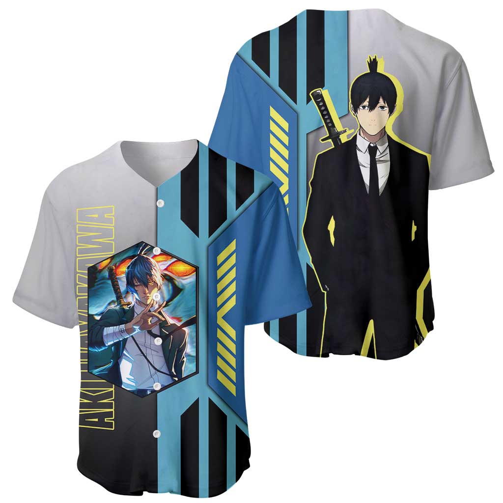 Aki Hayakawa from Chainsaw Man Baseball Jersey with Sword and Stylish Pose Design - The Mazicc