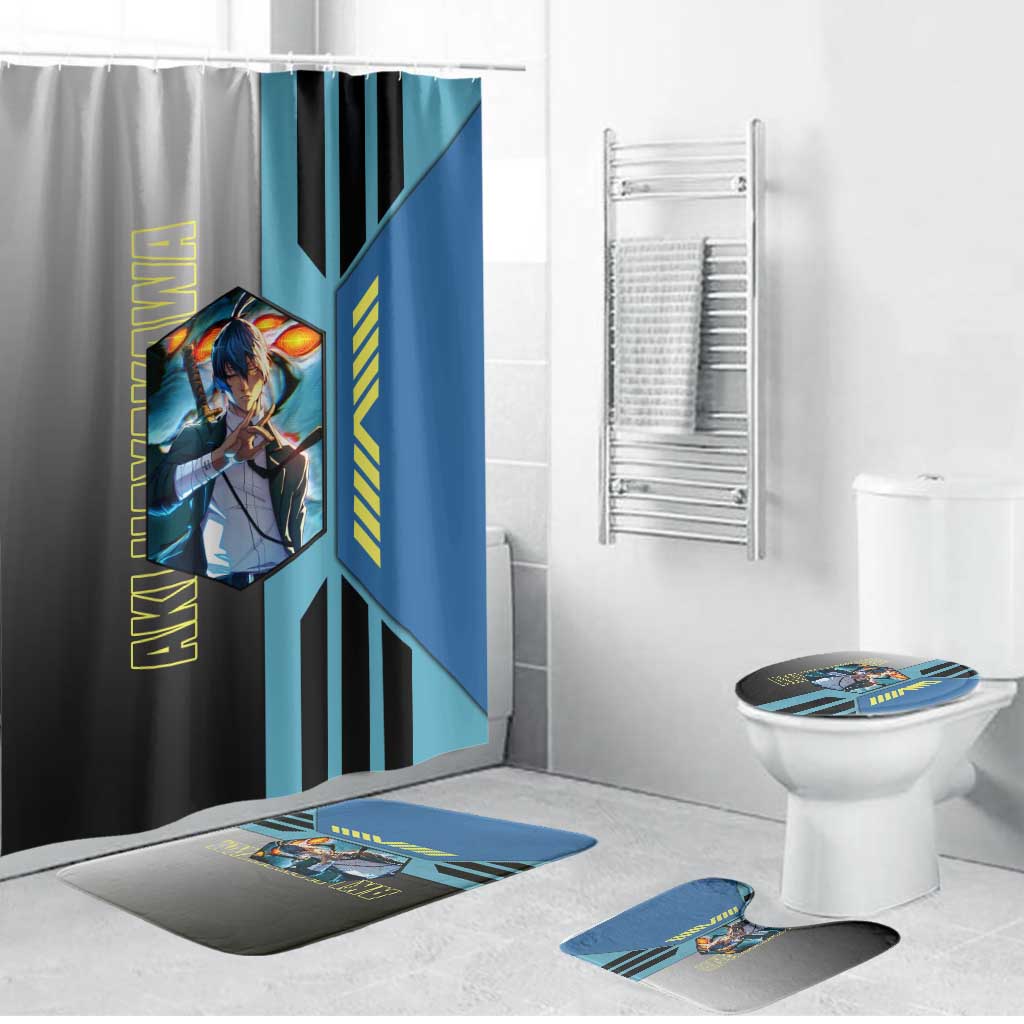 Aki Hayakawa from Chainsaw Man Bathroom Set with Sword and Stylish Pose Design - The Mazicc