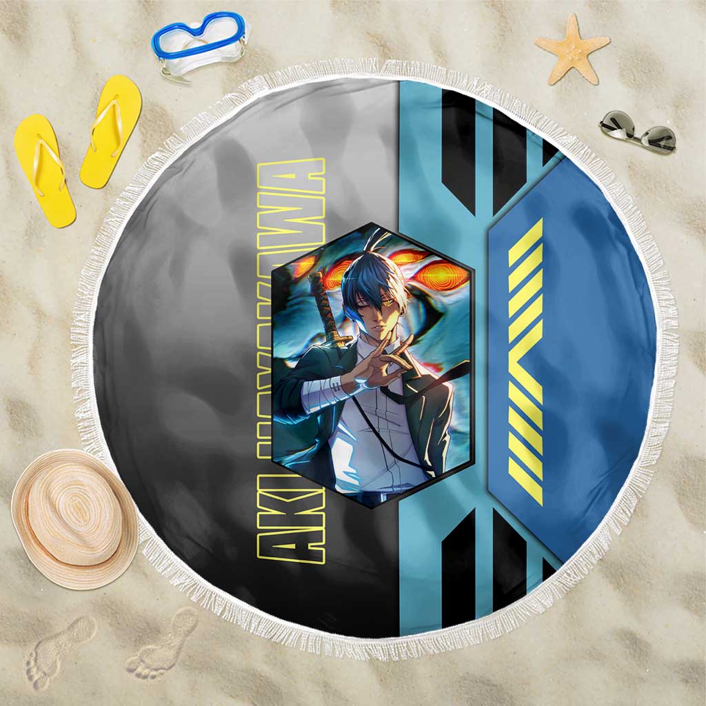 Aki Hayakawa from Chainsaw Man Beach Blanket with Sword and Stylish Pose Design - The Mazicc