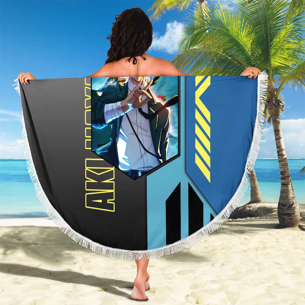 Aki Hayakawa from Chainsaw Man Beach Blanket with Sword and Stylish Pose Design - The Mazicc