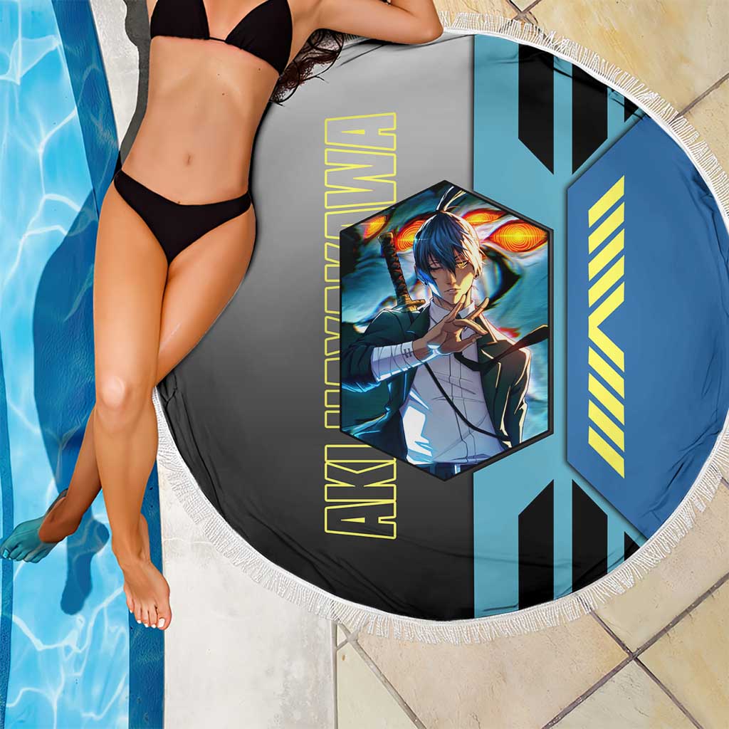 Aki Hayakawa from Chainsaw Man Beach Blanket with Sword and Stylish Pose Design - The Mazicc