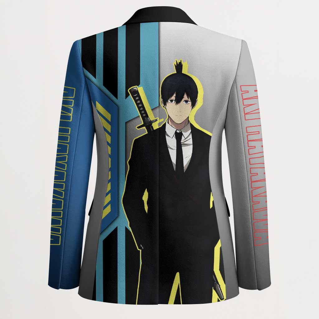 Aki Hayakawa from Chainsaw Man Blazer with Sword and Stylish Pose Design - The Mazicc