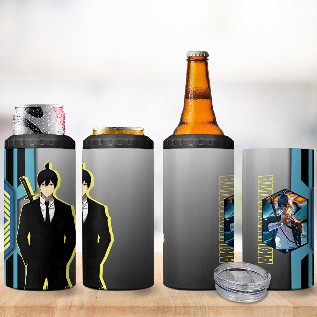 Aki Hayakawa from Chainsaw Man 4 in 1 Can Cooler Tumbler with Sword and Stylish Pose Design - The Mazicc