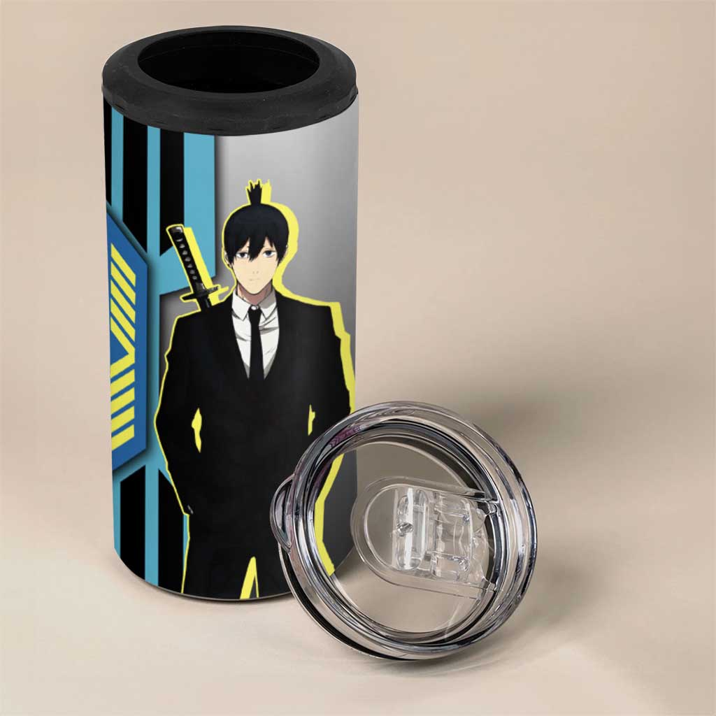Aki Hayakawa from Chainsaw Man 4 in 1 Can Cooler Tumbler with Sword and Stylish Pose Design - The Mazicc
